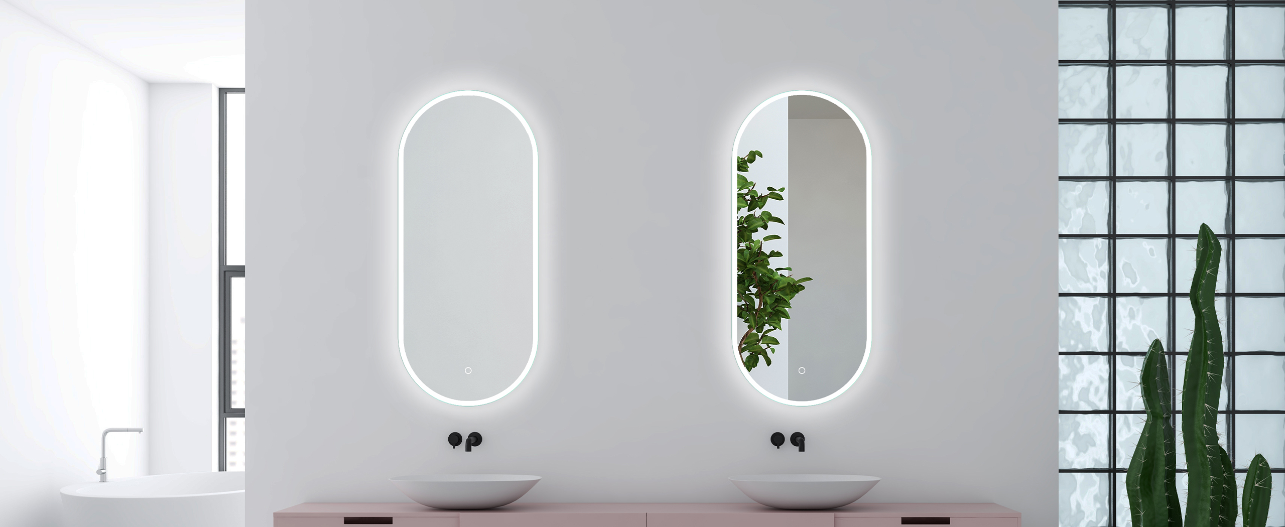 Miroir de salle de bains lumineux LED connecté 70 x 120 cm, argenté,  MPGlass BroadWay